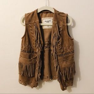 Abercrombie Kids Vegan Suede Boho Fringe Vest